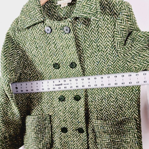 Boyne Valley Weavers Ireland, Dbl. Breasted Green/Cream Herringbone Tweed Jacket - Picture 12 of 16